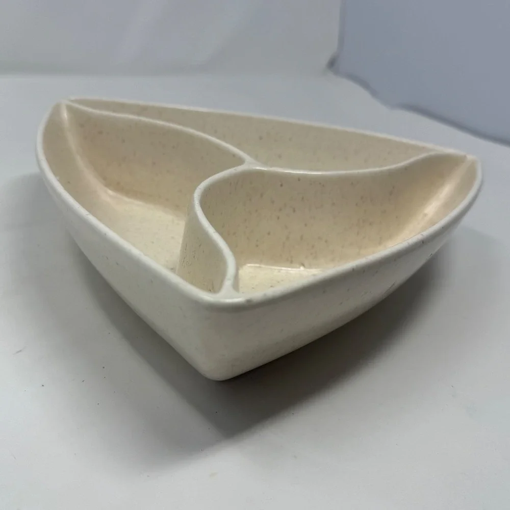 Santa Anita Ware California Pottery Triangular Speckled Divided Serving Dish MCM